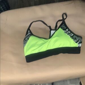PINK Victoria's Secret Lime and Black Sports Bra